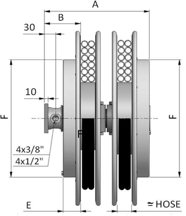 2+2-vejs slangerulle - u. slange