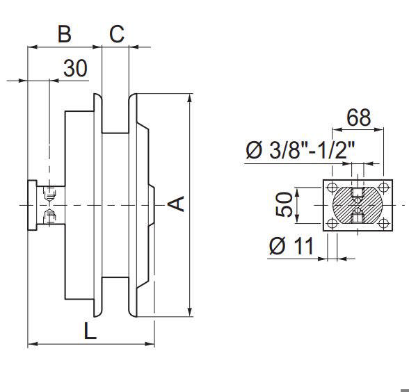 2-vejs slangerulle LF - u. slange