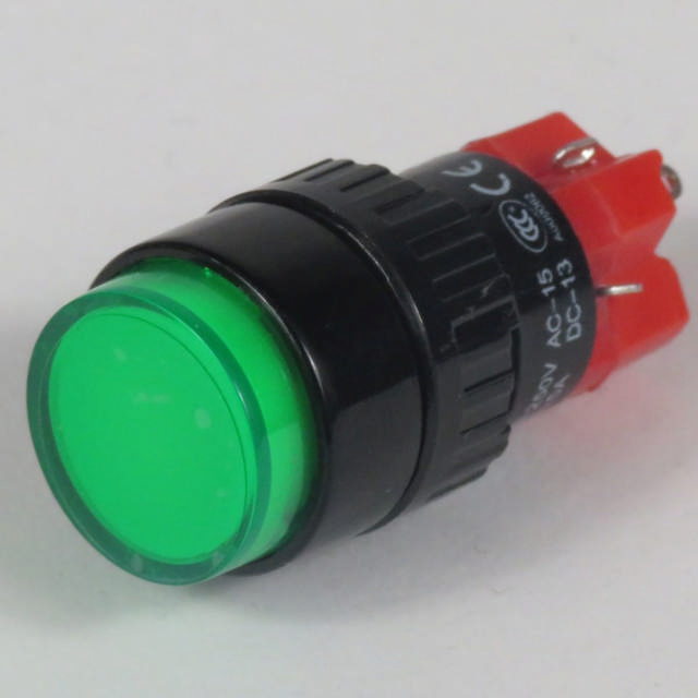 Lampetryk 24 volt rund grøn
