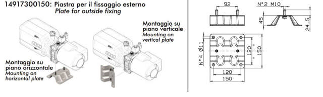 Fod for powerpack inkl. 2 x m10 bolte
